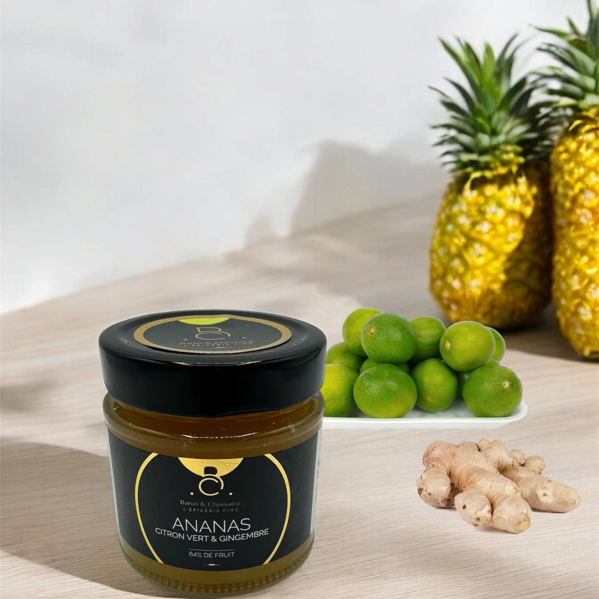 Confiture Ananas, Citron Vert & Gingembre 230g