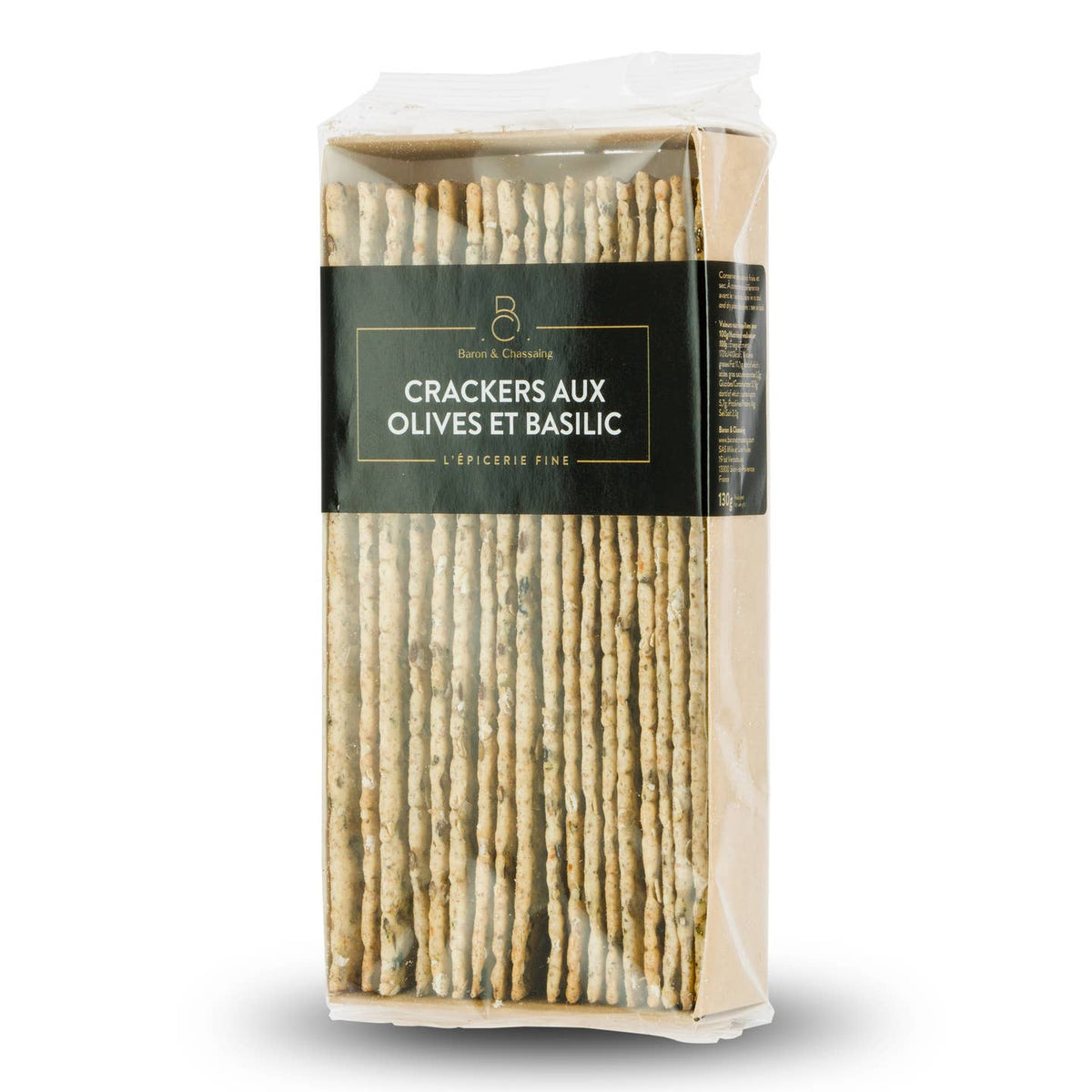 Crackers aux Olives et Basilic - 130 g - (format allongé)