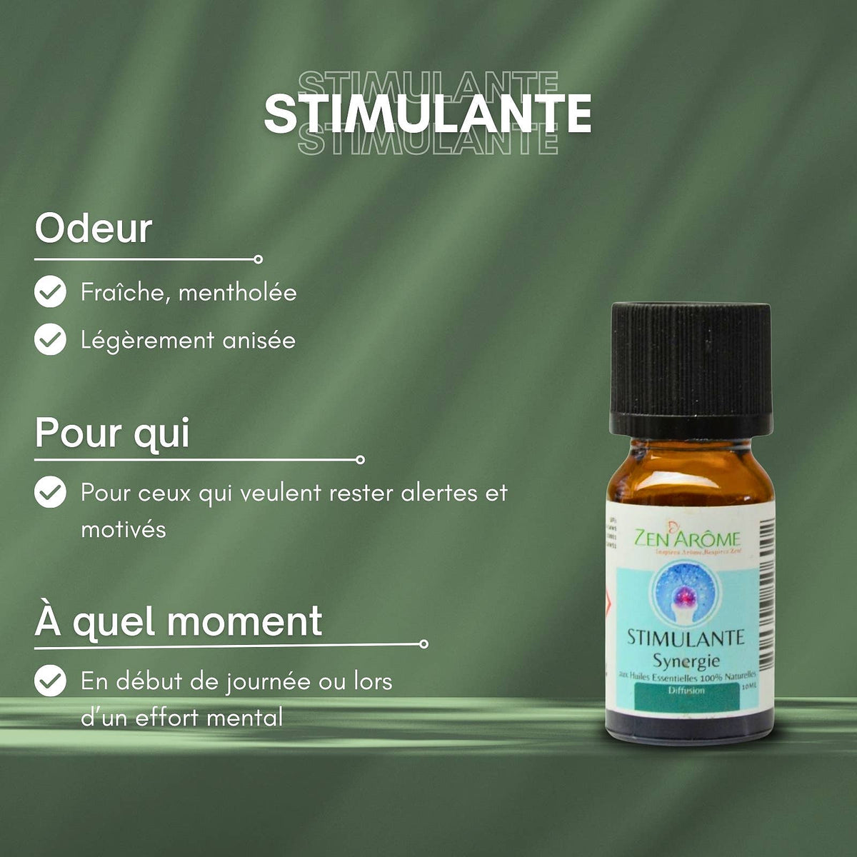 Synergie d'Huile Essentielle Stimulante à Diffuseur - 10 ml