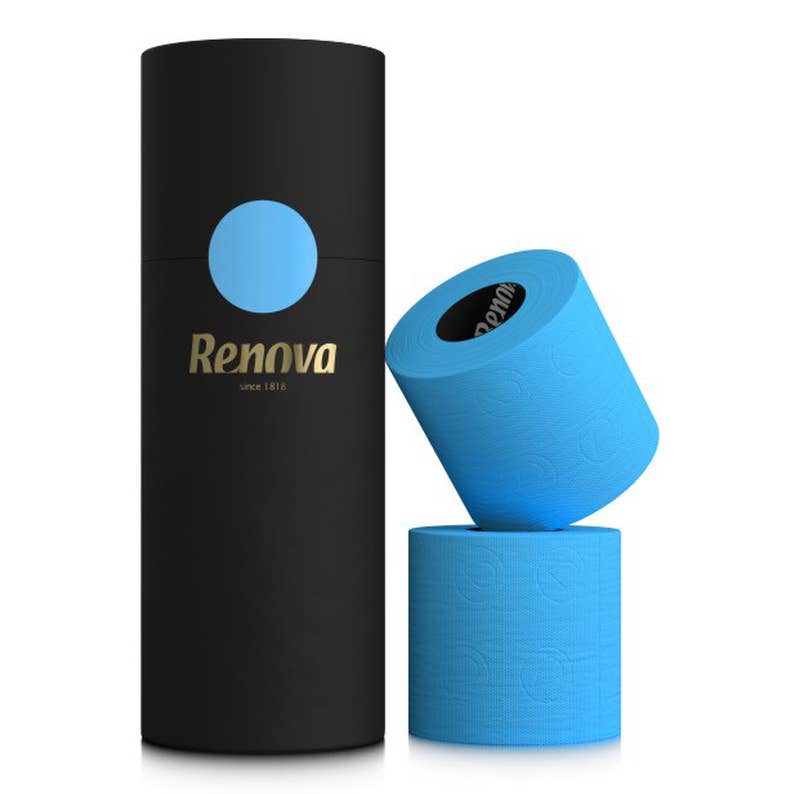 Papier toilette Renova Tubo Gold bleu - pack spécial 3 rouleaux
