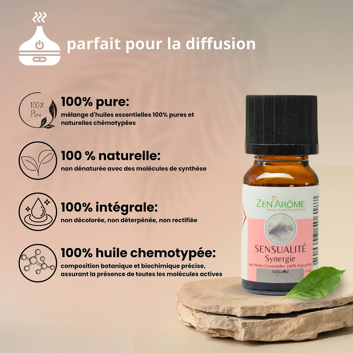 Synergie d'Huile Essentielle Sensualité à Diffuseur - 10 ml
