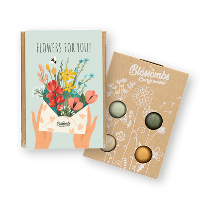 Coffret cadeau écologique avec 4 Blossombs - Fleurs pour vous
