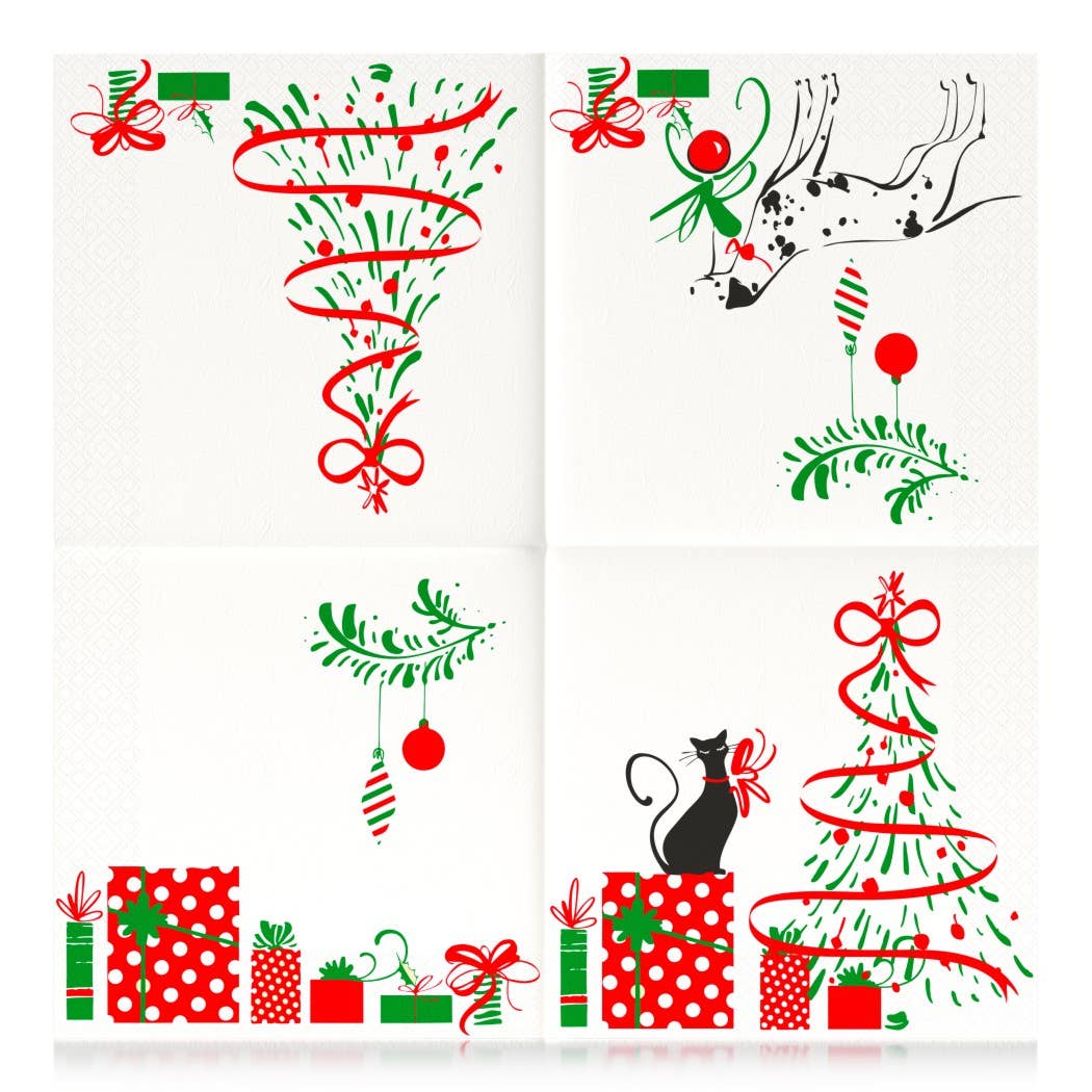 Serviettes en papier de Noël Chat&Arbre - image 2