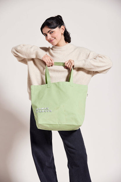 Sac vert d'eau brodé 'maman d'amour'