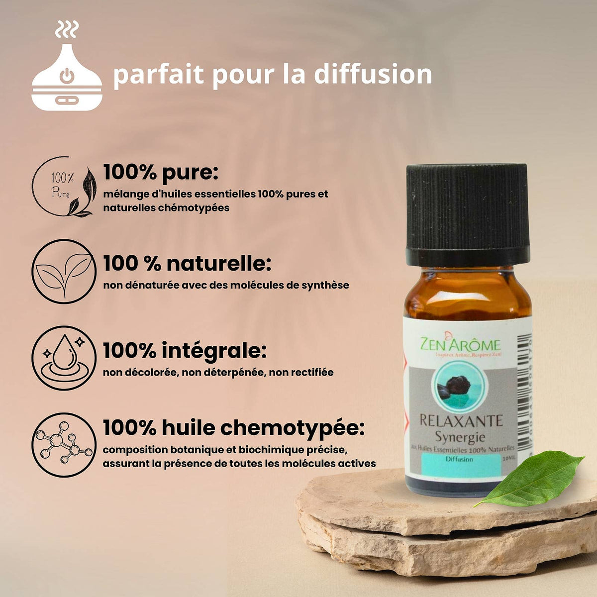 Synergie d'Huile Essentielle Relaxante à Diffuseur - 10 ml