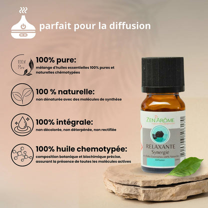 Synergie d'Huile Essentielle Relaxante à Diffuseur - 10 ml