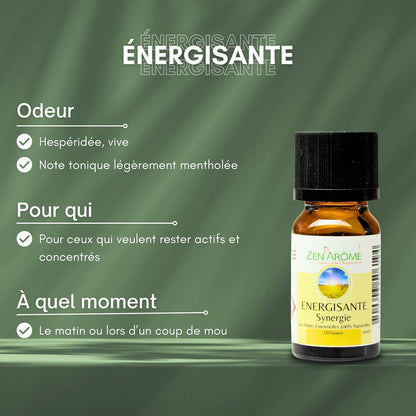 Synergie d'Huile Essentielle Énergisante à Diffuseur - 10 ml