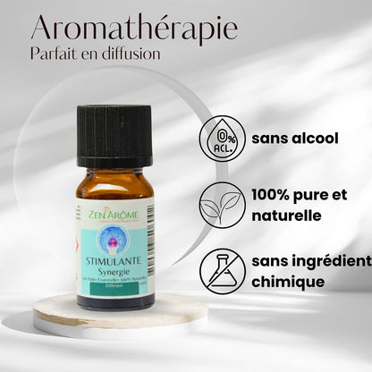 Synergie d'Huile Essentielle Stimulante à Diffuseur - 10 ml