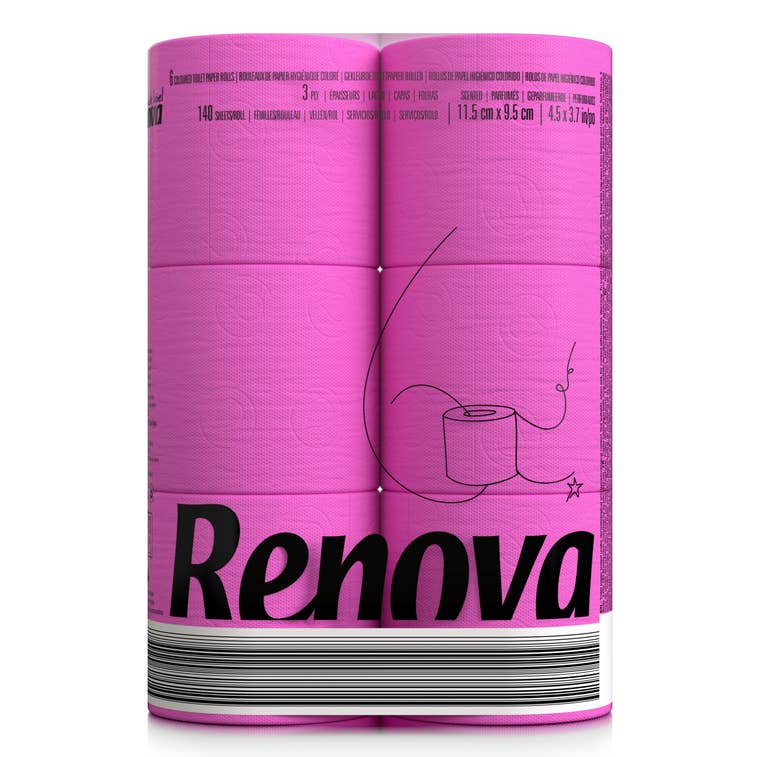 Papier toilette Renova Fuchsia - 6 rouleaux