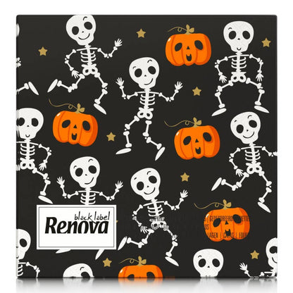 Serviettes en papier Halloween avec squelettes et citrouilles