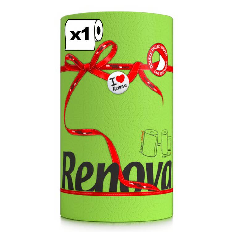 Essuie-tout Renova Étiquette Rouge 1Rouleau Vert
