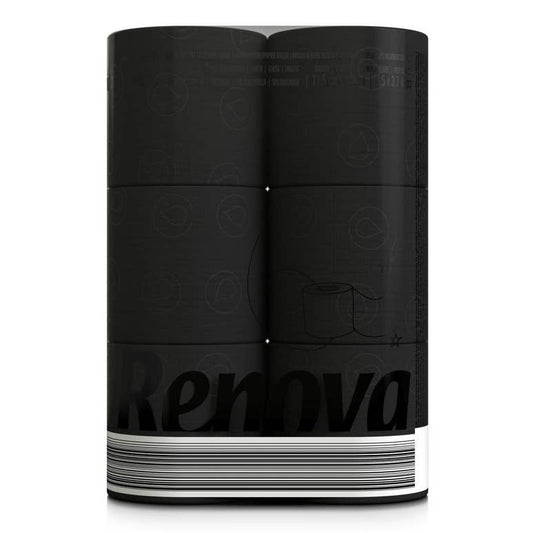 Papier toilette Renova noir, lot de 6 rouleaux