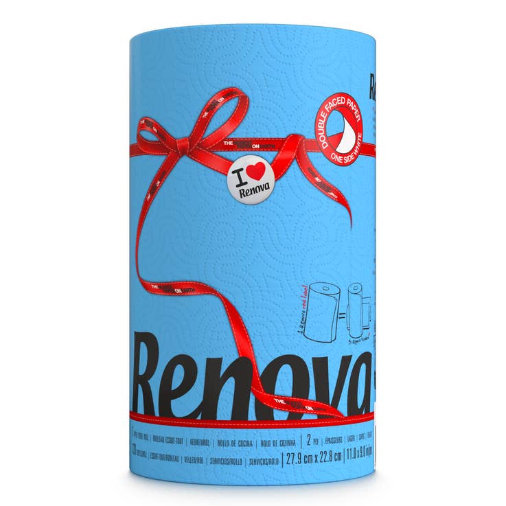 Essuie-tout Renova Red Label 1 rouleau bleu