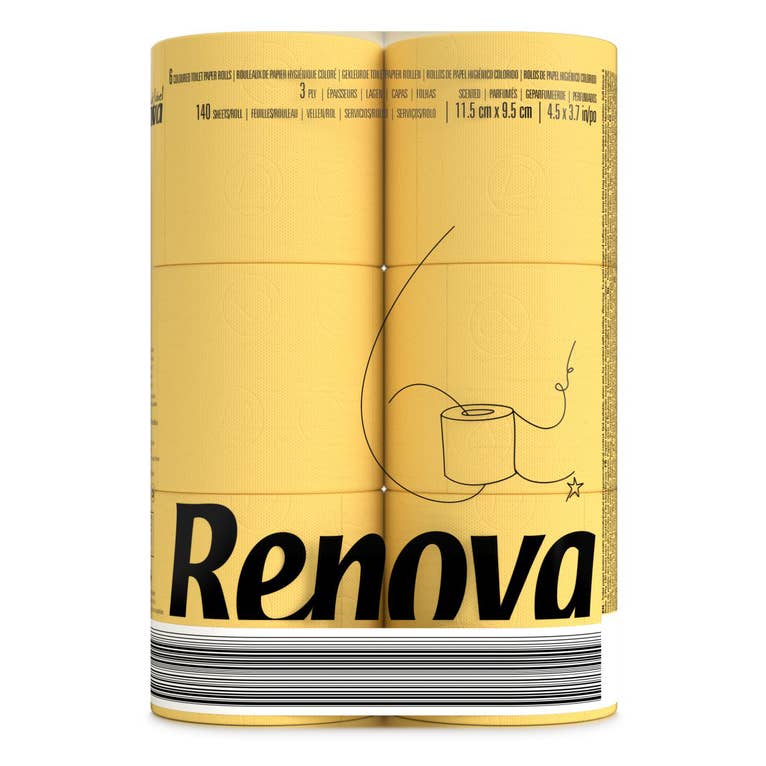 Papier toilette Renova jaune, lot de 6 rouleaux