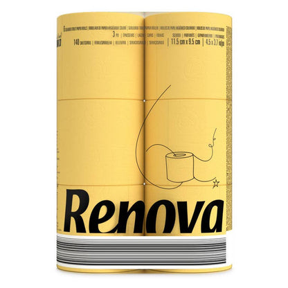 Papier toilette Renova jaune, lot de 6 rouleaux