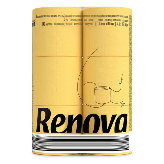 Papier toilette Renova jaune, lot de 6 rouleaux