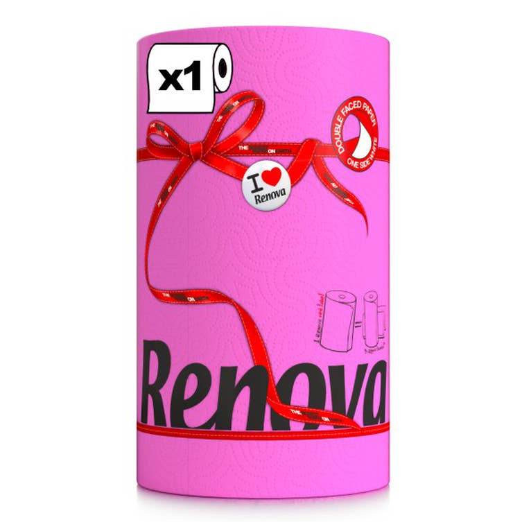 Essuie-tout Renova Red Label 1 rouleau rose