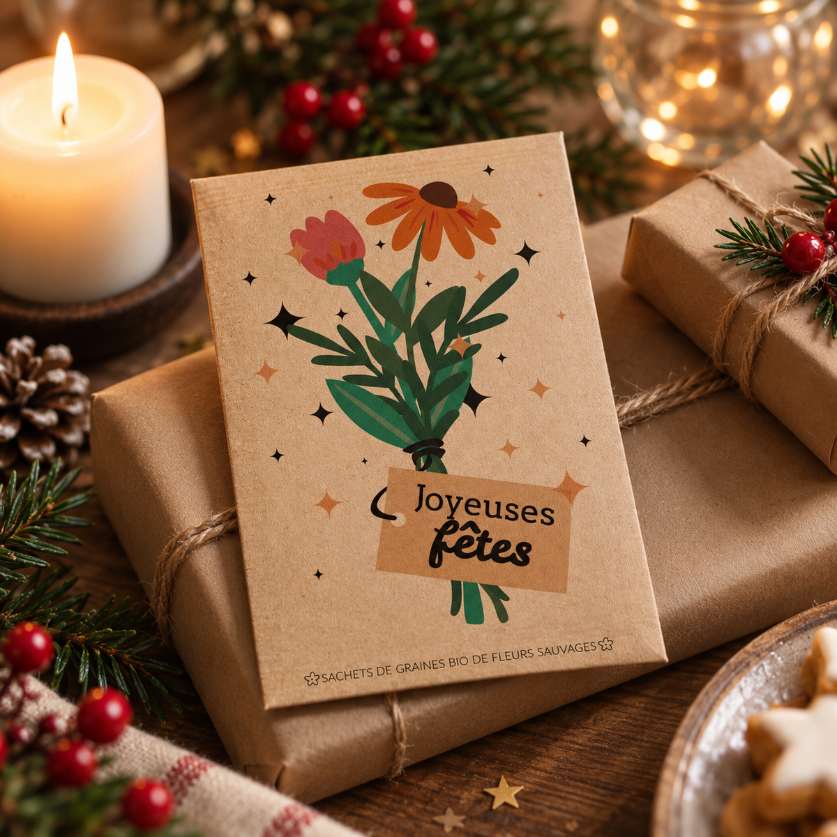 Sachet de graine a message - Joyeuses Fêtes