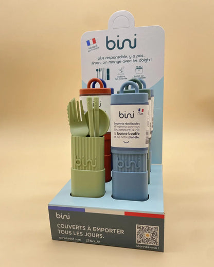 Kits de couverts nomades réutilisables - Bleu nuit