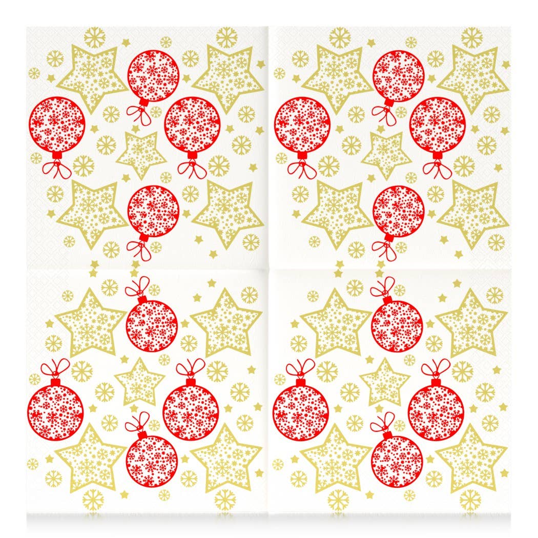 Serviettes en papier de Noël Étoiles & Boules - image 2