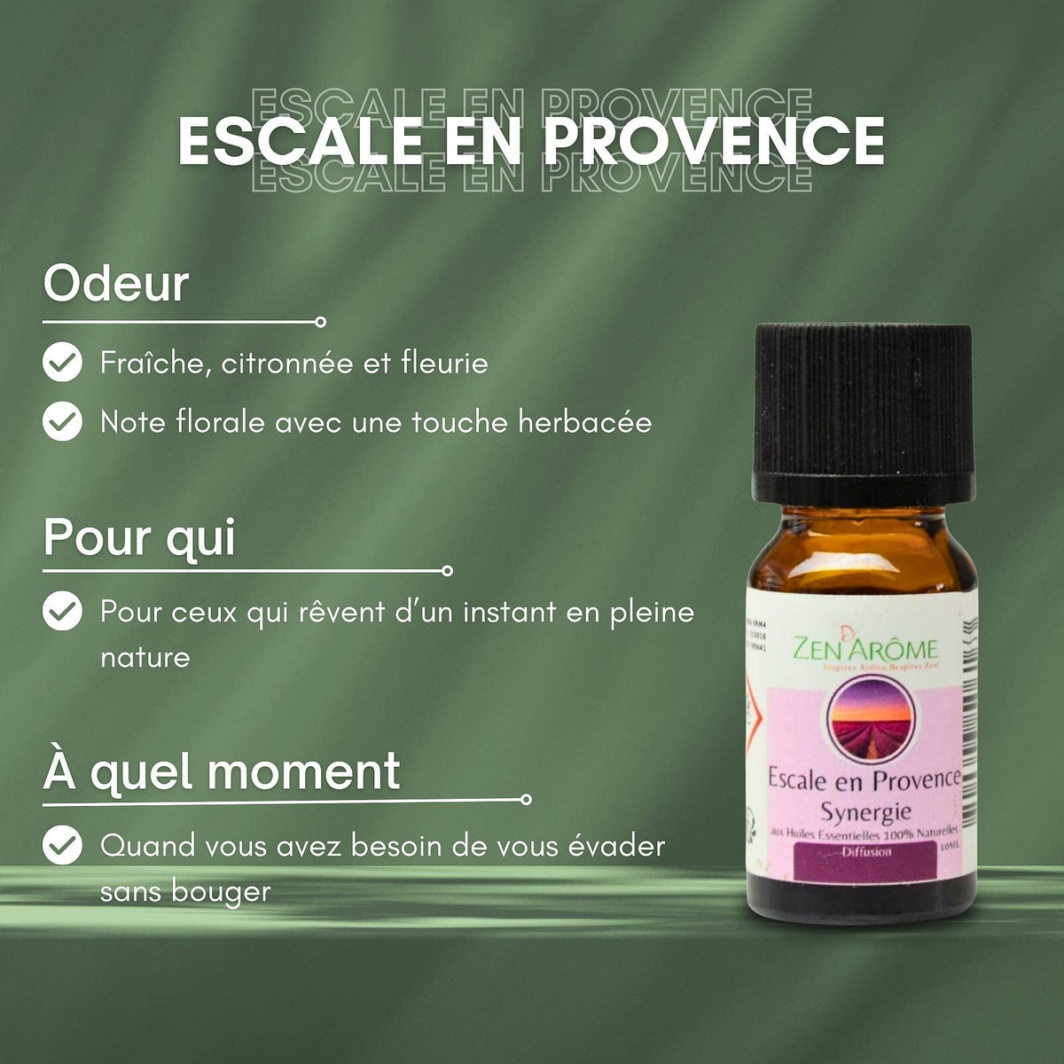 Synergie d'Huile Essentielle Escale en Provence à Diffuseur