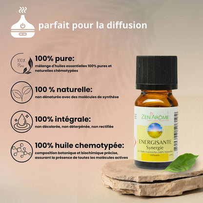 Synergie d'Huile Essentielle Énergisante à Diffuseur - 10 ml