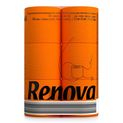 Papier toilette Renova Orange, lot de 6 rouleaux