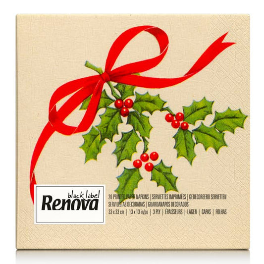 Serviettes en papier de Noël avec ruban rouge