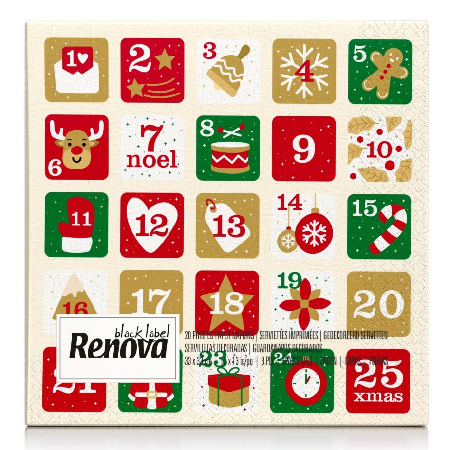 Calendrier de l'Avent en Serviettes en Papier de Noël