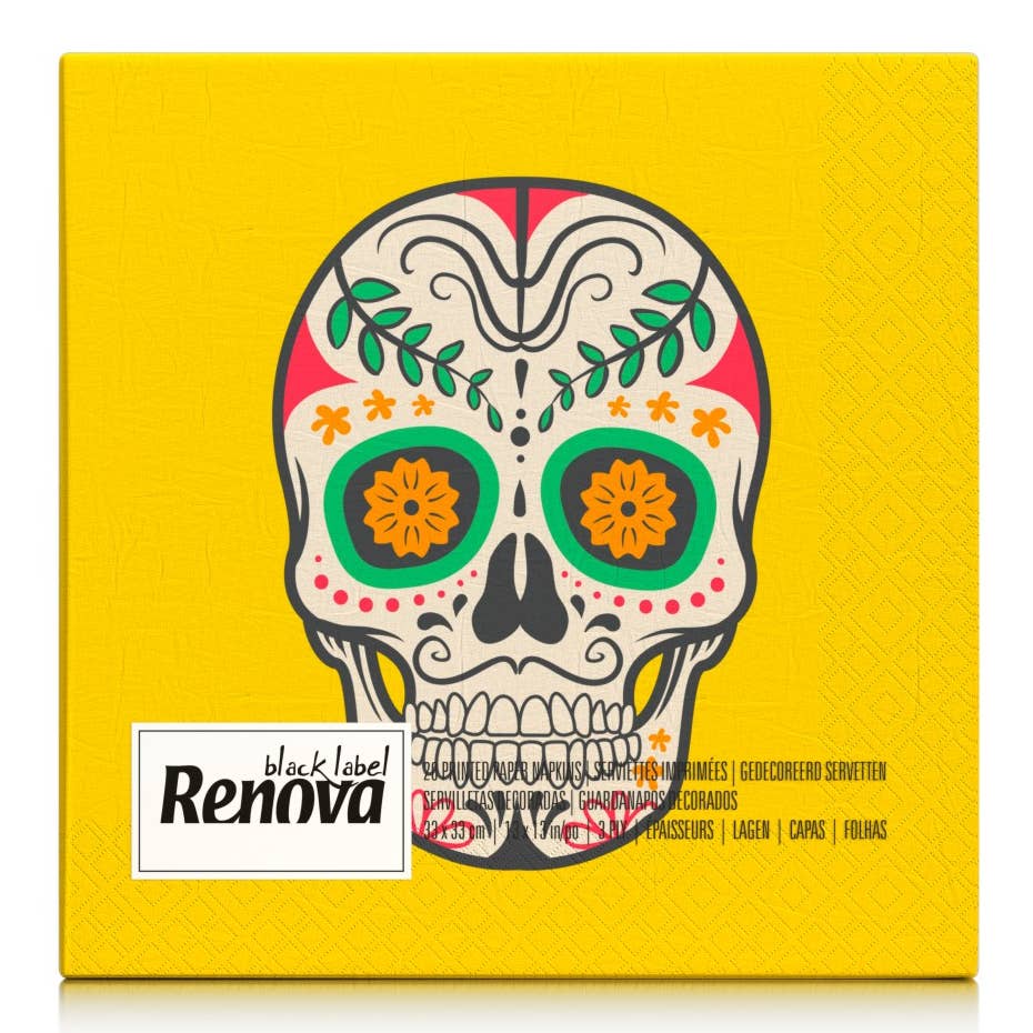 Serviettes en papier Halloween Crâne Mexicain
