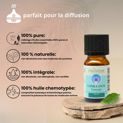 Synergie d'Huile Essentielle Stimulante à Diffuseur - 10 ml