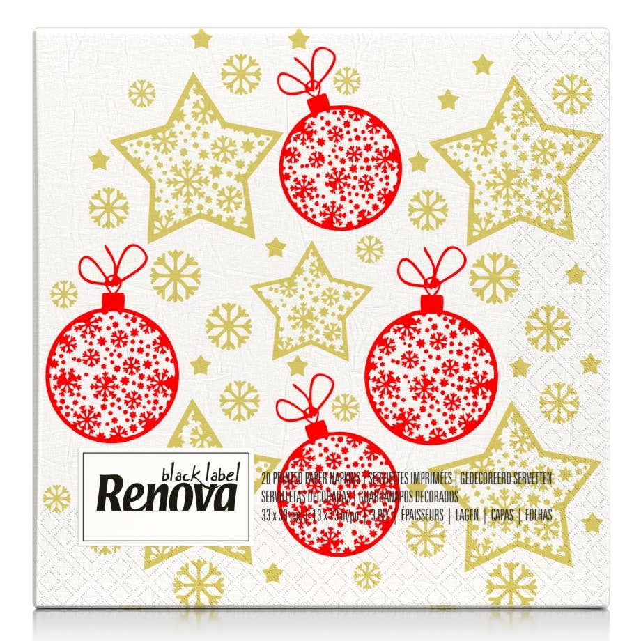 Serviettes en papier de Noël Étoiles & Boules