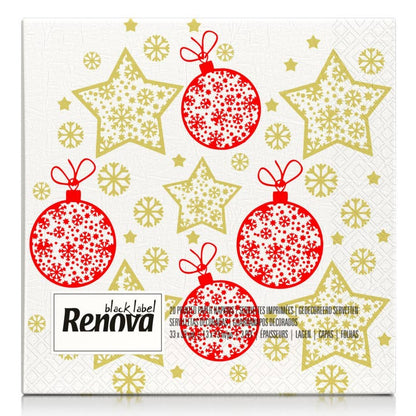 Serviettes en papier de Noël Étoiles & Boules