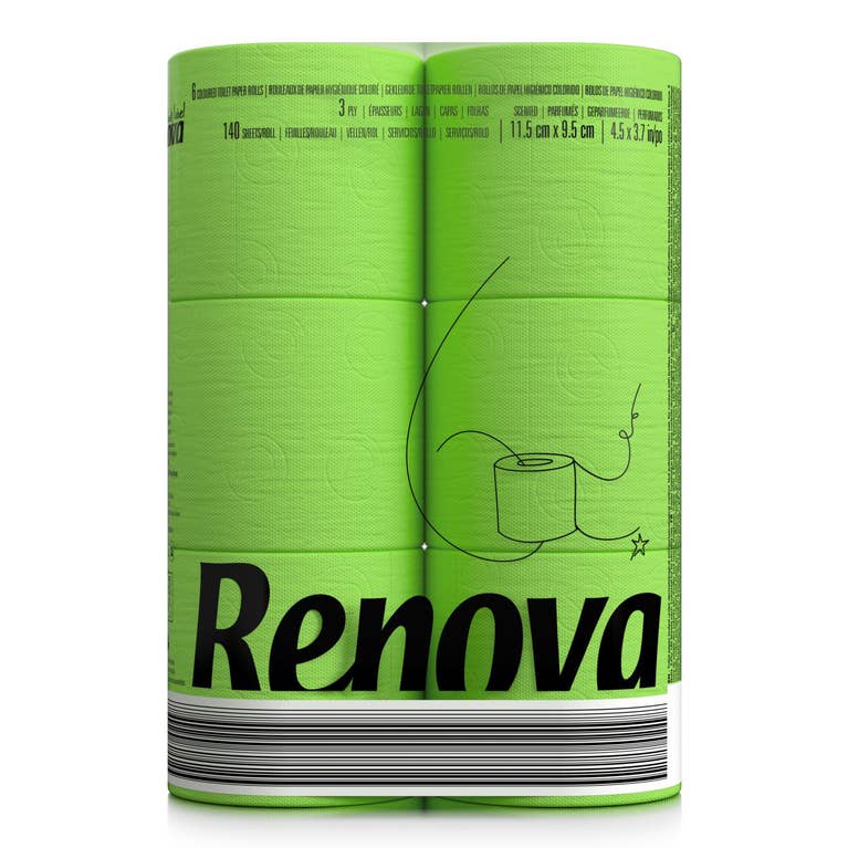 Papier toilette Renova vert citron - lot de 6 rouleaux