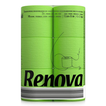 Papier toilette Renova vert citron - lot de 6 rouleaux