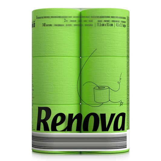 Papier toilette Renova vert citron - lot de 6 rouleaux