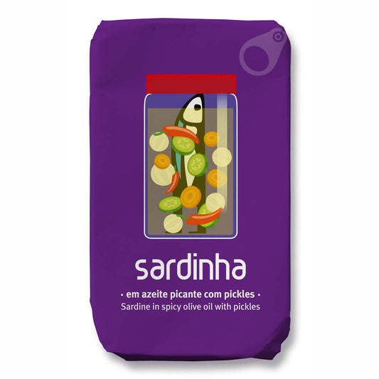 Sardines à l’huile d’olive épicée avec cornichons